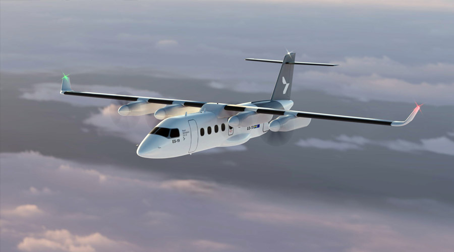 Mallikuva sähkölentokoneesta taivaalla, muistuttaa paljolti nykyisiä lentokoneita ulkonäöltään, mutta yhden suuremman turbiinin sijaan, siipien alla useampi pieni soikiomainen osa