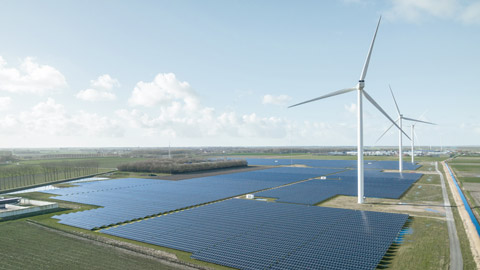 Tuulimyllyt ja aurinkopaneelit