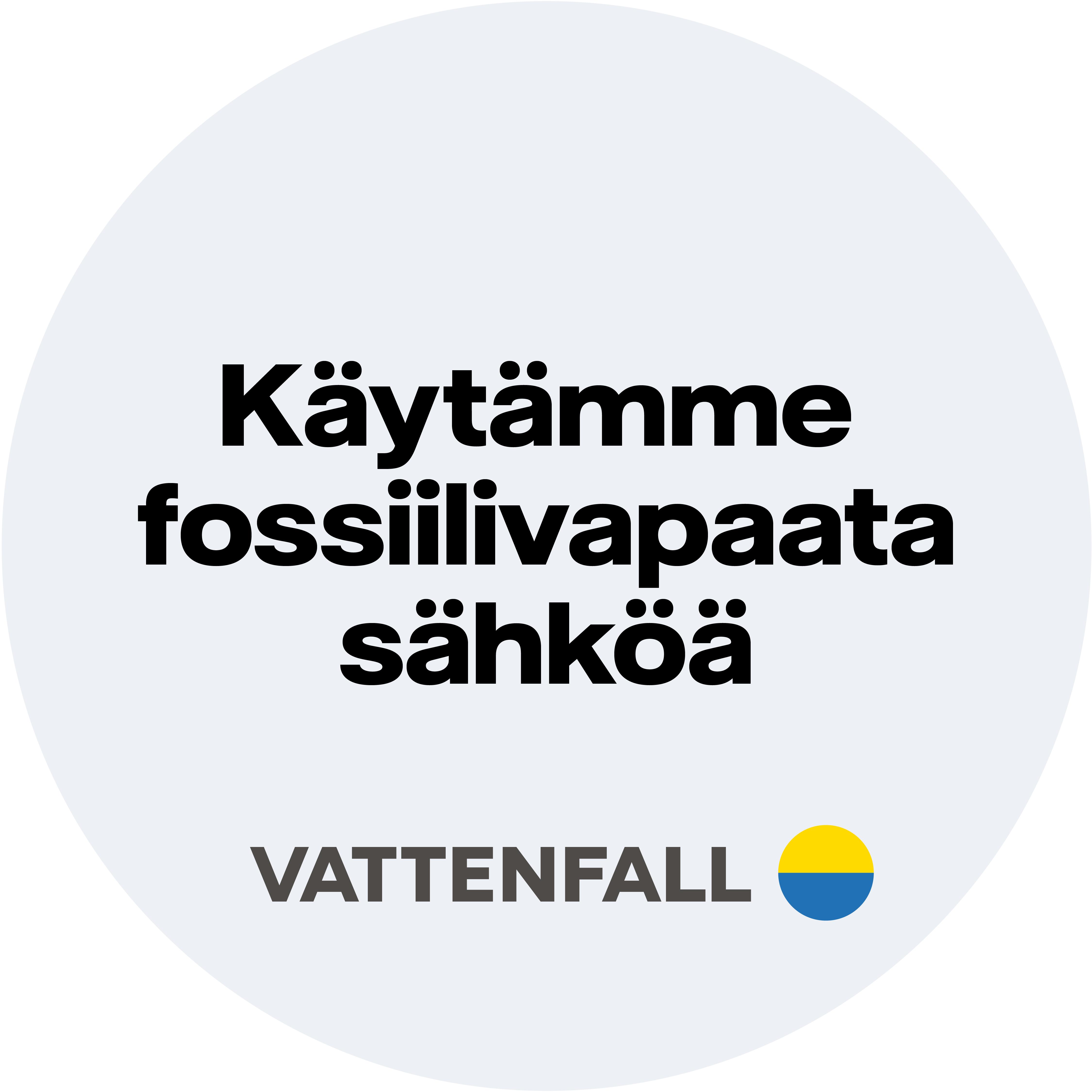 Käytämme fossiilivapaata sähköä -energiamerkki